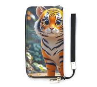 HETVBNS Tiger Stripes Orange Wallet, Elegant Wristlet Wallet with Multi-Card Slots, PU Leather Long Purse for Women, Men