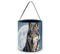 HETVBNS Timberwolves Candy Bag Halloween Trick Or Treat Bucket 7.9x8.3in, Reusable Gift Bags for Party Holiday Wedding