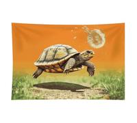 HETVBNS Tortoise Turtle Jumping Tapestry Wall Hanging - 60"x90" Aesthetic Tapestries Soft Polyester Wall Art Decor Large Tapestry for Bedroom Living Room Dorm Backdrop, Hanging Kit Included