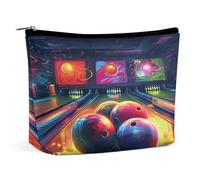 HETVBNS Travel Makeup Bag Portable Cosmetic Bags for Women Bowling Balls Make Up Bags Organizer With Zipper Waterproof Open Flat Toiletry Bag Cute Makeup Pouch for Travel Accessories, Bowling Balls
