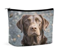 HETVBNS Travel Makeup Bag Portable Cosmetic Bags for Women Brown Labrador Retriever Make Up Bags Organizer With Zipper Waterproof Open Flat Toiletry Bag Cute Makeup Pouch for Travel Accessories, Brown