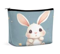 HETVBNS Travel Makeup Bag Portable Cosmetic Bags for Women Cartoon Cute Bunny Make Up Bags Organizer With Zipper Waterproof Open Flat Toiletry Bag Cute Makeup Pouch for Travel Accessories