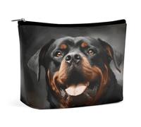 HETVBNS Travel Makeup Bag Portable Cosmetic Bags for Women Cool Rottweiler Dog Art Make Up Bags Organizer With Zipper Waterproof Open Flat Toiletry Bag Cute Makeup Pouch for Travel Accessories, Cool