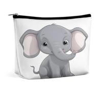HETVBNS Travel Makeup Bag Portable Cosmetic Bags for Women Cute Cartoon Elephant Make Up Bags Organizer With Zipper Waterproof Open Flat Toiletry Bag Cute Makeup Pouch for Travel Accessories
