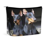 HETVBNS Travel Makeup Bag Portable Cosmetic Bags for Women Doberman Make Up Bags Organizer With Zipper Waterproof Open Flat Toiletry Bag Cute Makeup Pouch for Travel Accessories