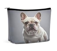 HETVBNS Travel Makeup Bag Portable Cosmetic Bags for Women French Bulldog Make Up Bags Organizer With Zipper Waterproof Open Flat Toiletry Bag Cute Makeup Pouch for Travel Accessories