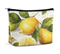 HETVBNS Travel Makeup Bag Portable Cosmetic Bags for Women Fruits Lemon Make Up Bags Organizer With Zipper Waterproof Open Flat Toiletry Bag Cute Makeup Pouch for Travel Accessories, Fruits Lemon, 6.8