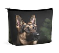 HETVBNS Travel Makeup Bag Portable Cosmetic Bags for Women German Shepherd Make Up Bags Organizer With Zipper Waterproof Open Flat Toiletry Bag Cute Makeup Pouch for Travel Accessories, German