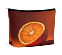 HETVBNS Travel Makeup Bag Portable Cosmetic Bags for Women Half An Orange Make Up Bags Organizer With Zipper Waterproof Open Flat Toiletry Bag Cute Makeup Pouch for Travel Accessories