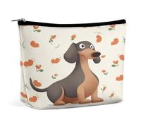 HETVBNS Travel Makeup Bag Portable Cosmetic Bags for Women I Love My Dog Dachshunds Make Up Bags Organizer With Zipper Waterproof Open Flat Toiletry Bag Cute Makeup Pouch for Travel Accessories