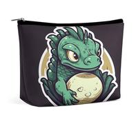 HETVBNS Travel Makeup Bag Portable Cosmetic Bags for Women Little Green Dragon's Egg Make Up Bags Organizer With Zipper Waterproof Open Flat Toiletry Bag Cute Makeup Pouch for Travel Accessories