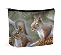 HETVBNS Travel Makeup Bag Portable Cosmetic Bags for Women Little Squirrel Make Up Bags Organizer With Zipper Waterproof Open Flat Toiletry Bag Cute Makeup Pouch for Travel Accessories, Little