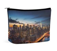 HETVBNS Travel Makeup Bag Portable Cosmetic Bags for Women New York City Scenery Make Up Bags Organizer With Zipper Waterproof Open Flat Toiletry Bag Cute Makeup Pouch for Travel Accessories, New York