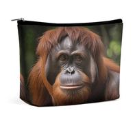 HETVBNS Travel Makeup Bag Portable Cosmetic Bags for Women Orangutan Taking Photo Make Up Bags Organizer With Zipper Waterproof Open Flat Toiletry Bag Cute Makeup Pouch for Travel Accessories
