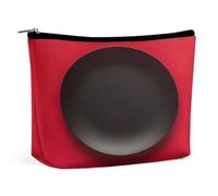 HETVBNS Travel Makeup Bag Portable Cosmetic Bags for Women Red Black Plate Make Up Bags Organizer With Zipper Waterproof Open Flat Toiletry Bag Cute Makeup Pouch for Travel Accessories