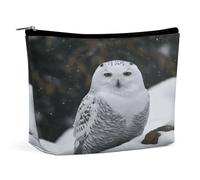 HETVBNS Travel Makeup Bag Portable Cosmetic Bags for Women Snow Owl Make Up Bags Organizer With Zipper Waterproof Open Flat Toiletry Bag Cute Makeup Pouch for Travel Accessories, Snow Owl, 6.8 × 2.3 ×