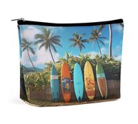 HETVBNS Travel Makeup Bag Portable Cosmetic Bags for Women Surf's Up Surfboard Make Up Bags Organizer With Zipper Waterproof Open Flat Toiletry Bag Cute Makeup Pouch for Travel Accessories, Surf's Up