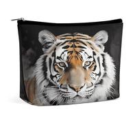 HETVBNS Travel Makeup Bag Portable Cosmetic Bags for Women Tiger Make Up Bags Organizer With Zipper Waterproof Open Flat Toiletry Bag Cute Makeup Pouch for Travel Accessories