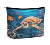 HETVBNS Travel Makeup Bag Portable Cosmetic Bags for Women Tropical Fish Starfish Make Up Bags Organizer With Zipper Waterproof Open Flat Toiletry Bag Cute Makeup Pouch for Travel Accessories