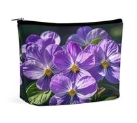 HETVBNS Travel Makeup Bag Portable Cosmetic Bags for Women Violets in Bloom Make Up Bags Organizer With Zipper Waterproof Open Flat Toiletry Bag Cute Makeup Pouch for Travel Accessories, Violets in