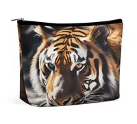HETVBNS Travel Makeup Bag Portable Cosmetic Bags for Women Wild Animal Tiger Make Up Bags Organizer With Zipper Waterproof Open Flat Toiletry Bag Cute Makeup Pouch for Travel Accessories, Wild Animal