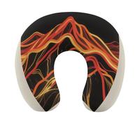 HETVBNS Travel Neck Pillow with Memory Foam, Abstract Mountain U Shaped Pillow for Airplane & Car - Detachable Washable Cover, Ergonomic Support for Neck