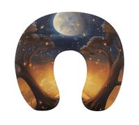 HETVBNS Travel Neck Pillow with Memory Foam, Animal Elephant Owl Tree Moon Star U Shaped Pillow for Airplane & Car - Detachable Washable Cover, Ergonomic Support for Neck