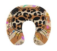 HETVBNS Travel Neck Pillow with Memory Foam, Animal Leopard Print U Shaped Pillow for Airplane & Car - Detachable Washable Cover, Ergonomic Support for Neck