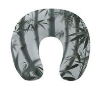 HETVBNS Travel Neck Pillow with Memory Foam, Bamboo Printed U Shaped Pillow for Airplane & Car - Detachable Washable Cover, Ergonomic Support for Neck