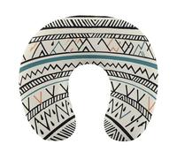 HETVBNS Travel Neck Pillow with Memory Foam, Boho Triangle Stripes U Shaped Pillow for Airplane & Car - Detachable Washable Cover, Ergonomic Support for Neck