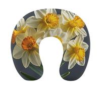 HETVBNS Travel Neck Pillow with Memory Foam, Bouquet of Daffodils U Shaped Pillow for Airplane & Car - Detachable Washable Cover, Ergonomic Support for Neck
