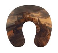 HETVBNS Travel Neck Pillow with Memory Foam, Bulldozer Evening U Shaped Pillow for Airplane & Car - Detachable Washable Cover, Ergonomic Support for Neck