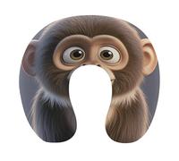 HETVBNS Travel Neck Pillow with Memory Foam, Cartoon Brown Monkey U Shaped Pillow for Airplane & Car - Detachable Washable Cover, Ergonomic Support for Neck