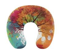 HETVBNS Travel Neck Pillow with Memory Foam, Colorful Tree U Shaped Pillow for Airplane & Car - Detachable Washable Cover, Ergonomic Support for Neck