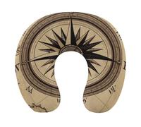 HETVBNS Travel Neck Pillow with Memory Foam, Compass Wind Road Map U Shaped Pillow for Airplane & Car - Detachable Washable Cover, Ergonomic Support for Neck