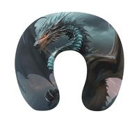 HETVBNS Travel Neck Pillow with Memory Foam, Cool Dragon U Shaped Pillow for Airplane & Car - Detachable Washable Cover, Ergonomic Support for Neck