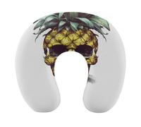 HETVBNS Travel Neck Pillow with Memory Foam, Cool Skull Pineapple U Shaped Pillow for Airplane & Car - Detachable Washable Cover, Ergonomic Support for Neck