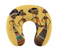 HETVBNS Travel Neck Pillow with Memory Foam, Creative African Culture U Shaped Pillow for Airplane & Car - Detachable Washable Cover, Ergonomic Support for Neck