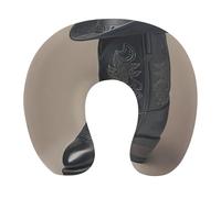 HETVBNS Travel Neck Pillow with Memory Foam, Cute Cowboy Black Hat Western Boots U Shaped Pillow for Airplane & Car - Detachable Washable Cover, Ergonomic Support for Neck