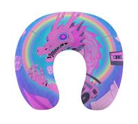 HETVBNS Travel Neck Pillow with Memory Foam, Cute Dragon Print U Shaped Pillow for Airplane & Car - Detachable Washable Cover, Ergonomic Support for Neck