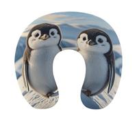 HETVBNS Travel Neck Pillow with Memory Foam, Cute Penguins U Shaped Pillow for Airplane & Car - Detachable Washable Cover, Ergonomic Support for Neck