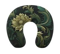 HETVBNS Travel Neck Pillow with Memory Foam, Dark Green and Green Style U Shaped Pillow for Airplane & Car - Detachable Washable Cover, Ergonomic Support for Neck