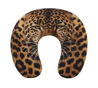 HETVBNS Travel Neck Pillow with Memory Foam, Depict A Leopard U Shaped Pillow for Airplane & Car - Detachable Washable Cover, Ergonomic Support for Neck