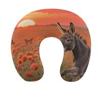 HETVBNS Travel Neck Pillow with Memory Foam, Donkey & Butterflie U Shaped Pillow for Airplane & Car - Detachable Washable Cover, Ergonomic Support for Neck