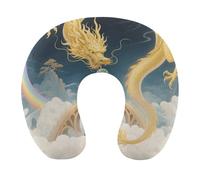 HETVBNS Travel Neck Pillow with Memory Foam, Dragon Rainbow Bridge U Shaped Pillow for Airplane & Car - Detachable Washable Cover, Ergonomic Support for Neck