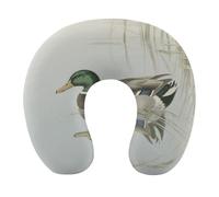 HETVBNS Travel Neck Pillow with Memory Foam, Duck Swimming U Shaped Pillow for Airplane & Car - Detachable Washable Cover, Ergonomic Support for Neck