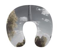 HETVBNS Travel Neck Pillow with Memory Foam, Eiffel Tower U Shaped Pillow for Airplane & Car - Detachable Washable Cover, Ergonomic Support for Neck
