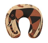 HETVBNS Travel Neck Pillow with Memory Foam, Elephant March Print U Shaped Pillow for Airplane & Car - Detachable Washable Cover, Ergonomic Support for Neck