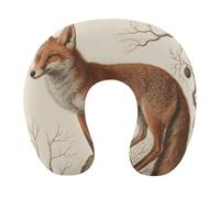 HETVBNS Travel Neck Pillow with Memory Foam, Fox U Shaped Pillow for Airplane & Car - Detachable Washable Cover, Ergonomic Support for Neck