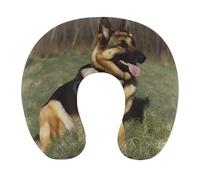 HETVBNS Travel Neck Pillow with Memory Foam, German Shepherd Dog U Shaped Pillow for Airplane & Car - Detachable Washable Cover, Ergonomic Support for Neck